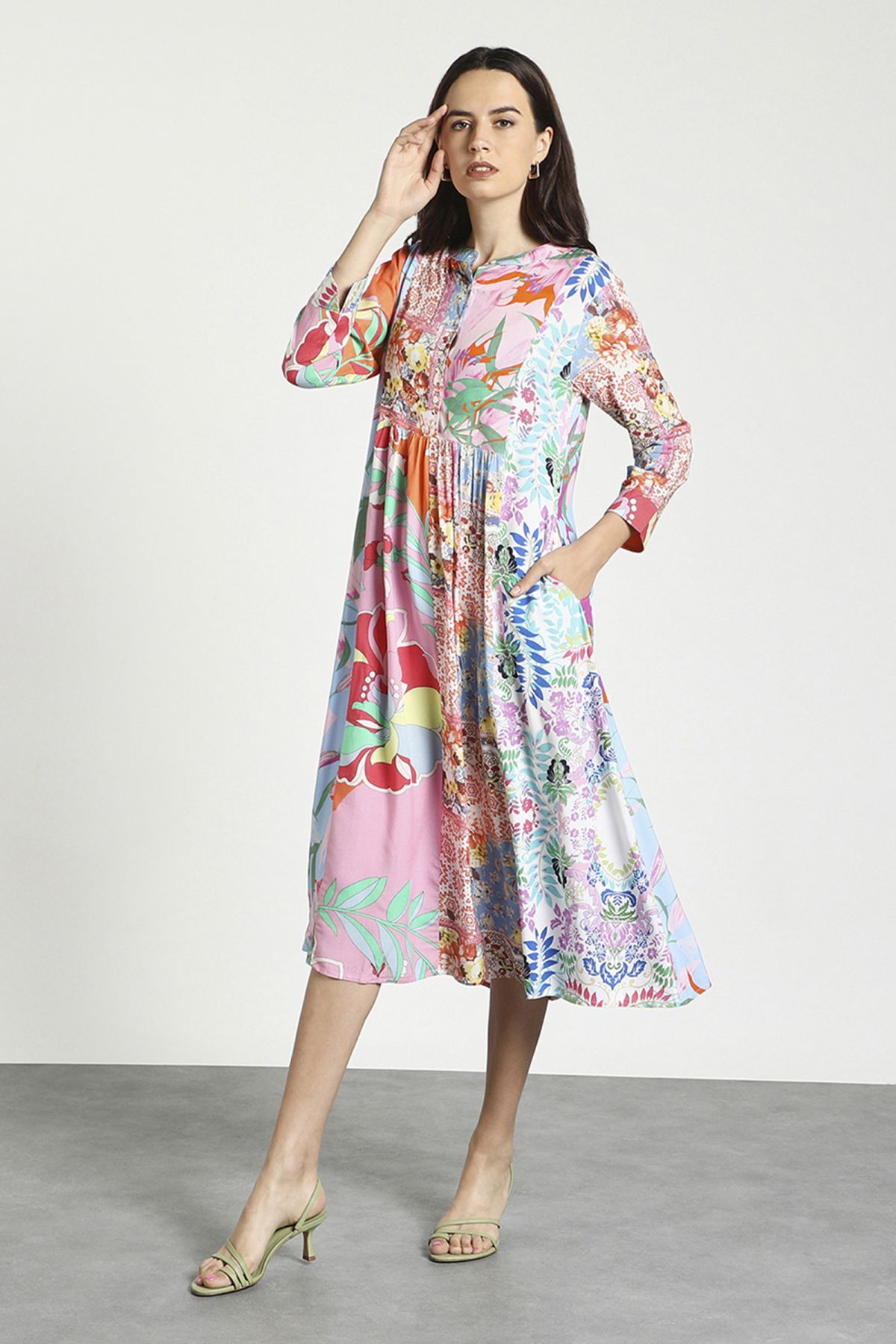 Buy Lillie Multi-color fit and flair Dress in Viscose fabric ...